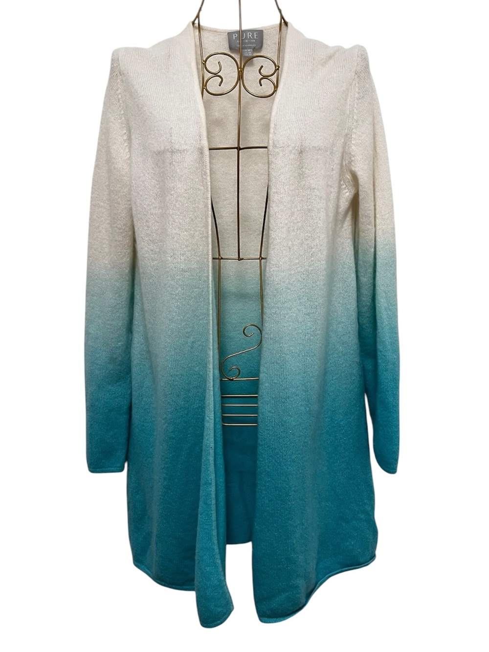 Pure Collection 100% Cashmere Gassato Ombré open cardigan size medium